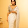 Georgette Sequence Embroidery Work  Saree (White)