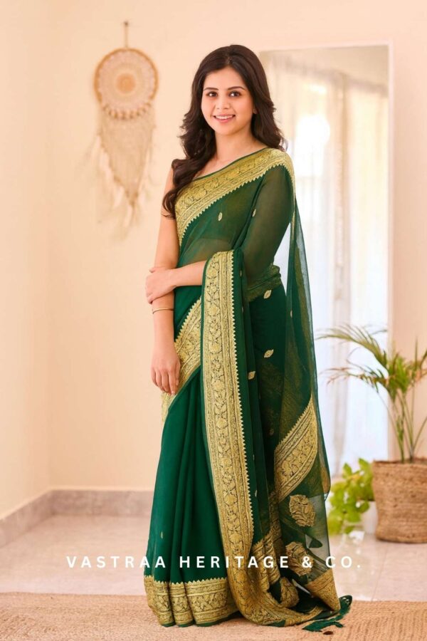 Soft Linen Slab Saree (Green)