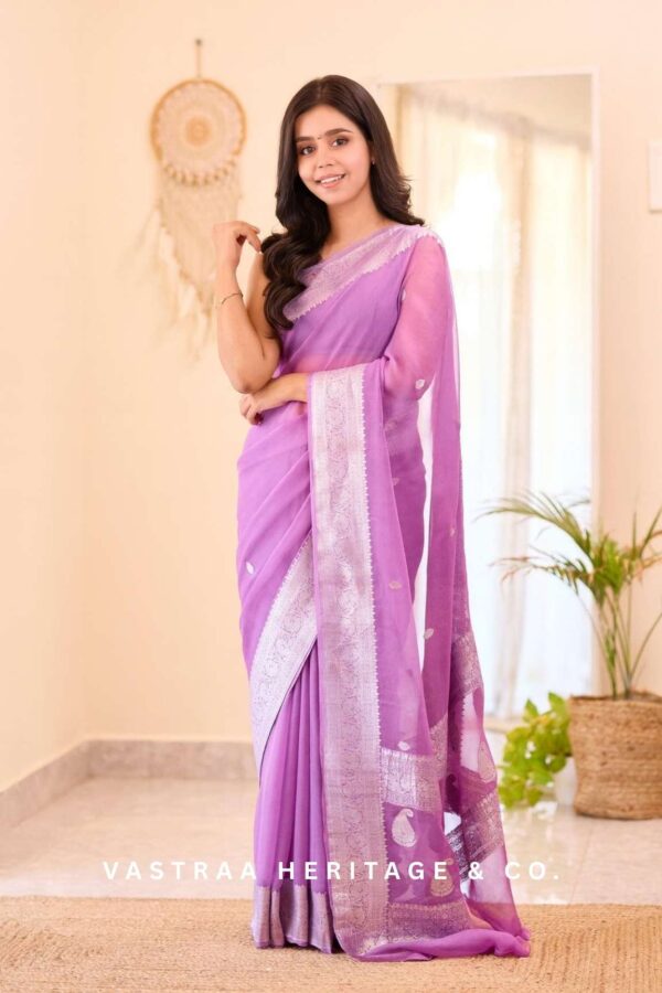 Soft Linen Slab Saree (Lavender)