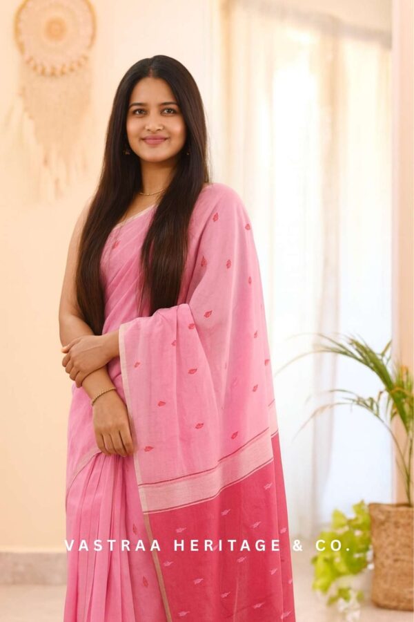 Soft Linen Slab Saree (Pink)