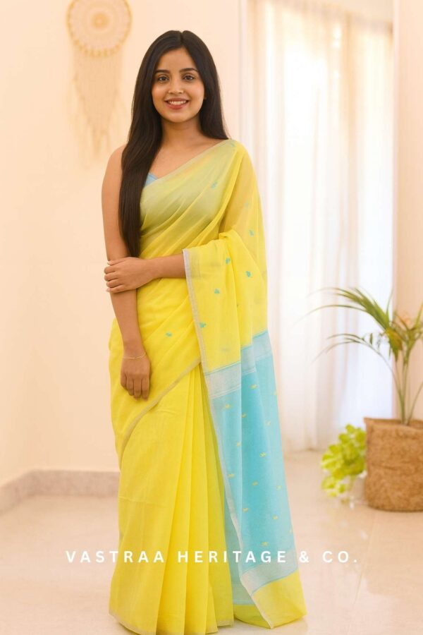 Soft Linen Slab Saree (Yellow)