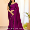 Chiffon Swarovski Crystal Work Saree (Purple)